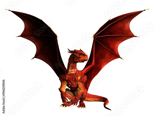 3d render illustration of a red dragon