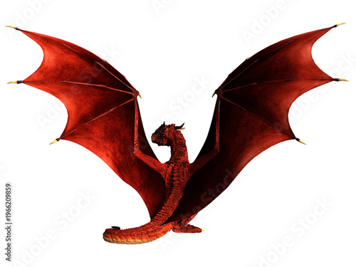 3d render illustration of a red dragon