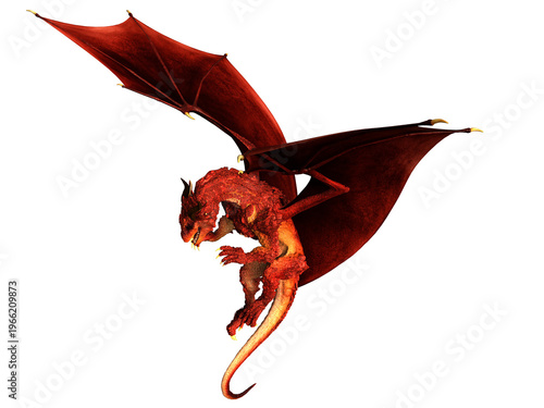 3d render illustration of a red dragon