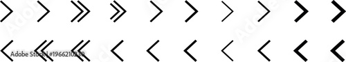 arrow and chevron navigation line icons set with right and left direction symbols for interface controls and buttons isolated on transparent background
