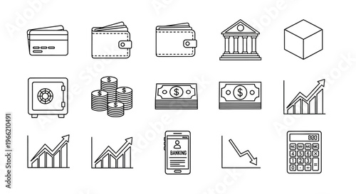 Business finance icons and symbols.