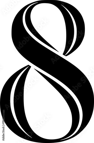 black and white  number8 written in an elegant way .