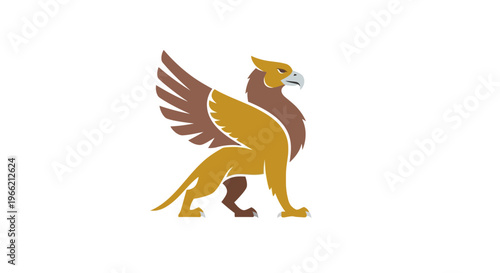 Golden Griffin Mythical Creature Illustration.