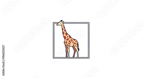 Giraffe Standing Upright in Profile View.