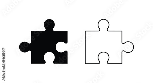 a black and a white puzzle piece side by side Vector