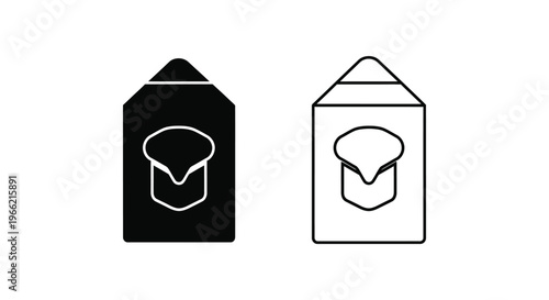 a black and white icons of a milk carton with a cheese logo Vector