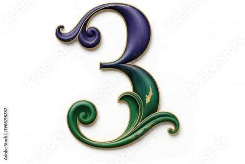 colored number 3 written in an elegant way .
