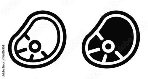 Meat steak icon set with outline and solid versions for food menu butcher shop barbecue grill restaurant and cooking design