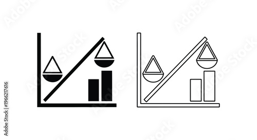 two black and white scales with weights on them Vector