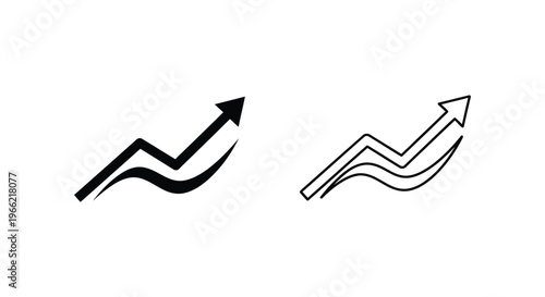 a black and white arrows pointing upwards with wavy lines Vector