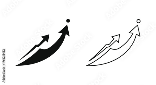 a black and white icons of curved arrows pointing upwards Vector