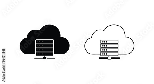 cloud computing icons with server and data storage Vector