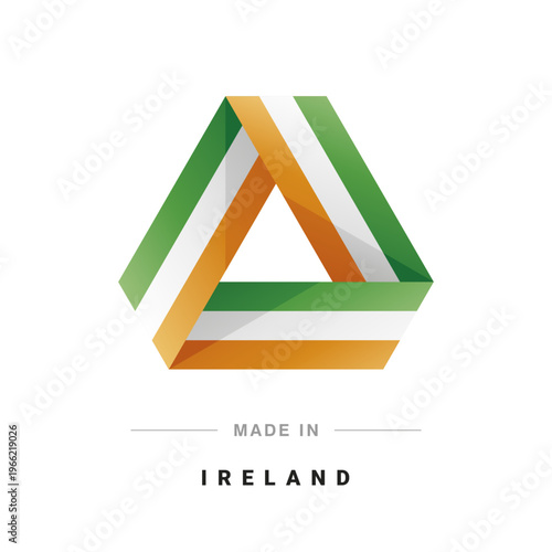 Made in Ireland new 3D triangle flag ribbon logo label banner