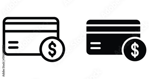 Credit card payment icon set with dollar sign symbol for banking finance transaction electronic commerce digital wallet and online shopping