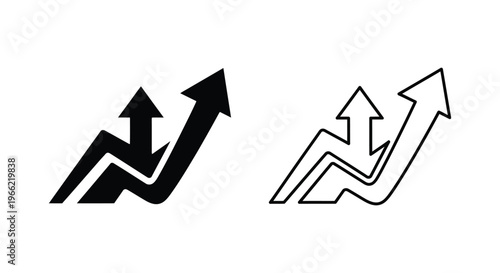 a black and white icons of two arrows pointing upwards Vector