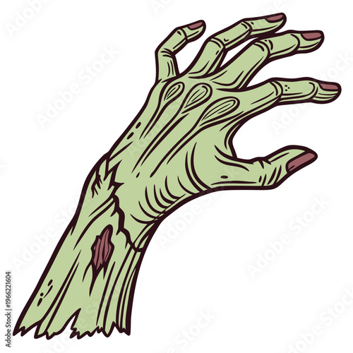 Quadro em tela Creepy zombie hand drawn vector illustration isolated on white background