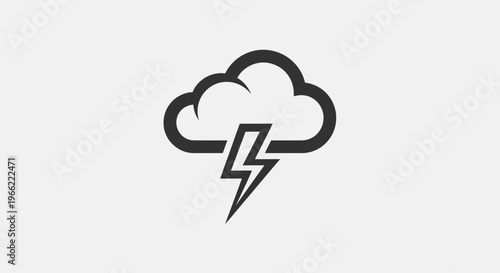 Thunderstorm cloud with lightning bolt icon illustration.