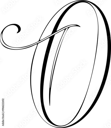 black and white number 0 written in elegant way.