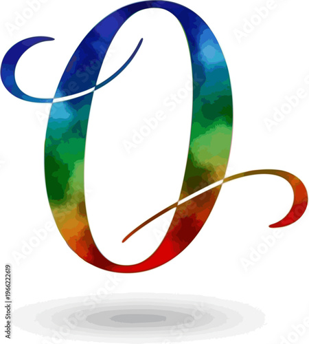colored number 0 written in elegant way