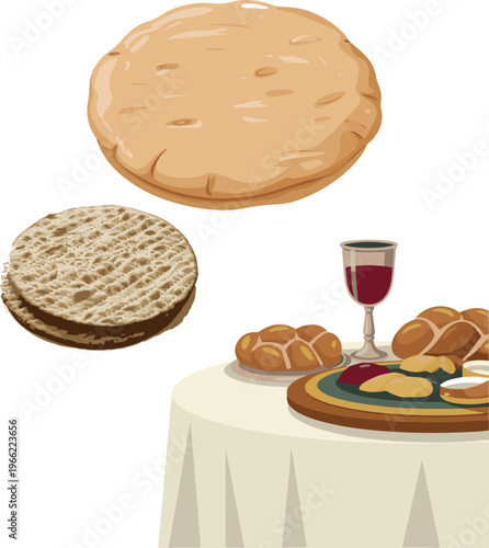 Bread assortment on table.