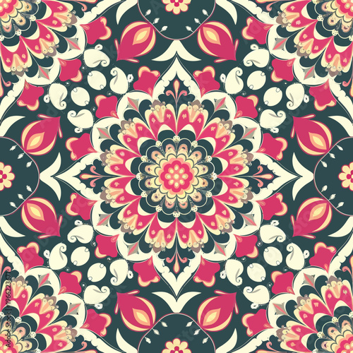 vector illustration hires Collection of High-Resolution Abstract Seamless ornament Patterns with Diverse Designs and Textures Mediterranean Tile Pattern with Colorful Floral Mandalas and Geometric