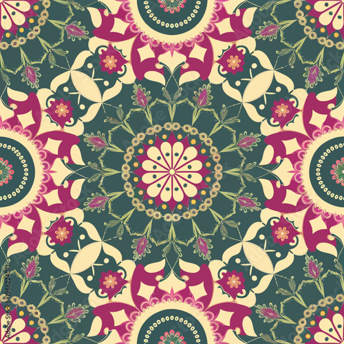 vector illustration hires Collection of High-Resolution Abstract Seamless ornament Patterns with Diverse Designs and Textures Mediterranean Tile Pattern with Colorful Floral Mandalas and Geometric