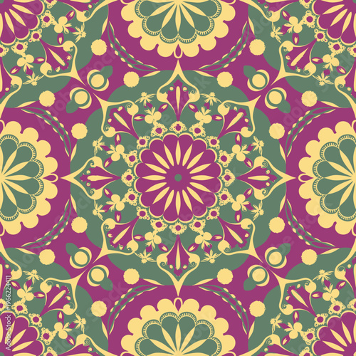 vector illustration hires Collection of High-Resolution Abstract Seamless ornament Patterns with Diverse Designs and Textures Mediterranean Tile Pattern with Colorful Floral Mandalas and Geometric