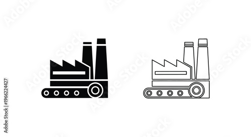black and white icons of industrial excavator machines Vector