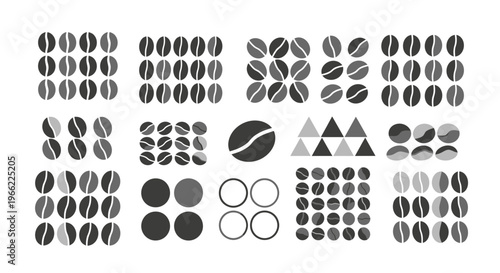 Collection of Coffee Bean Graphics and Geometric Shapes.