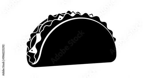 Black Silhouette of a Delicious Taco.