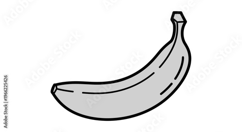 Simple black and white line art illustration of a banana.
