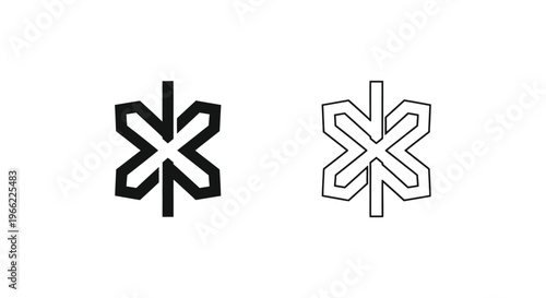 a black and white logo with two identical symbols Vector