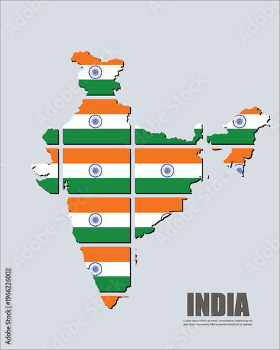 India map in national flag colors representing patriotism