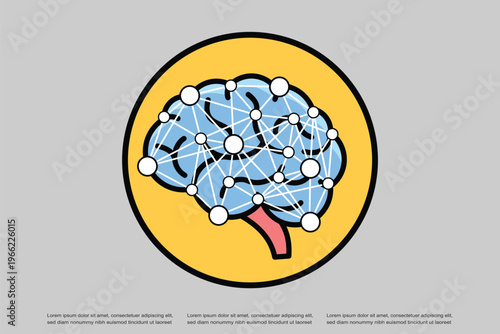 Human brain symbol representing artificial intelligence and connections