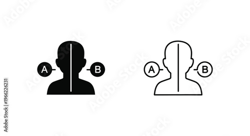 black and white silhouette of a head with marked areas Vector
