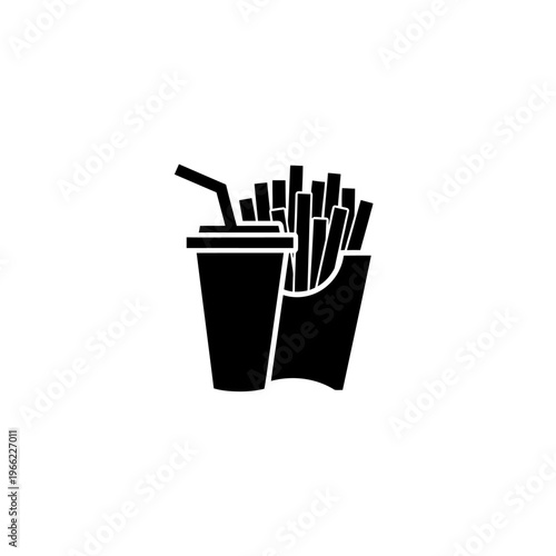 Fast food combo meal with soda and french fries icon.