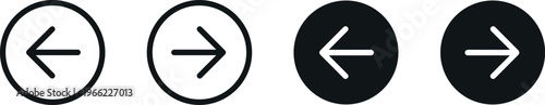 navigation arrow icon collection with left and right direction buttons for web and mobile user interface controls isolated on transparent background