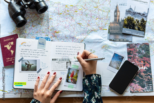 Foto Travel planning adventure essentials photo