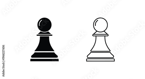 black and white chess pawns standing side by side Vector