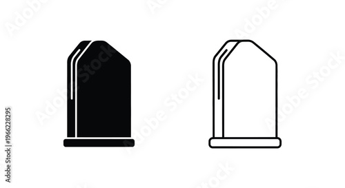 black and white tombstones with simple designs Vector