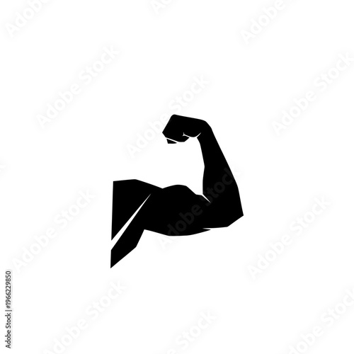 Strong Bicep Flexed in Silhouette Demonstrating Power and Strength.