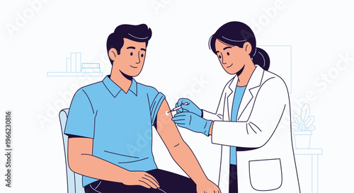 Doctor giving vaccine to patient