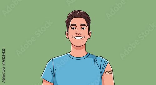 Illustration of a smiling young man during World Immunization Week