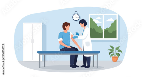 Doctor administers vaccine during World Immunization Week health event