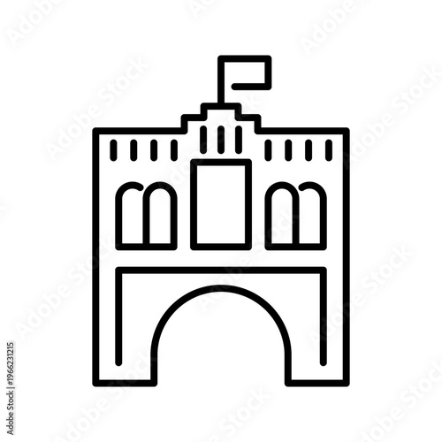 Bab el bahrain icon. Travel and historic landmark line symbol. Black and white.