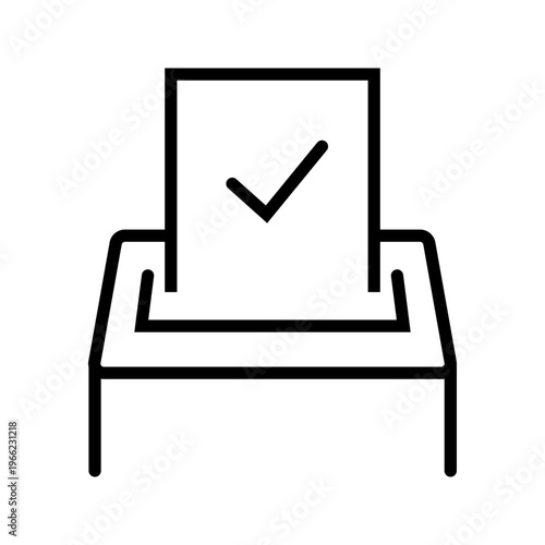 Ballot box icon. Politics and voting line symbol. Black and white.