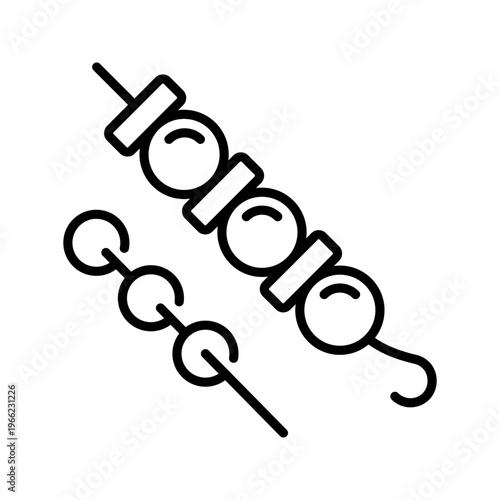 Barbecue skewer icon. Food and kebab line symbol. Black and white.