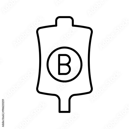Blood type b icon. Healthcare and hematology line symbol. Black and white.