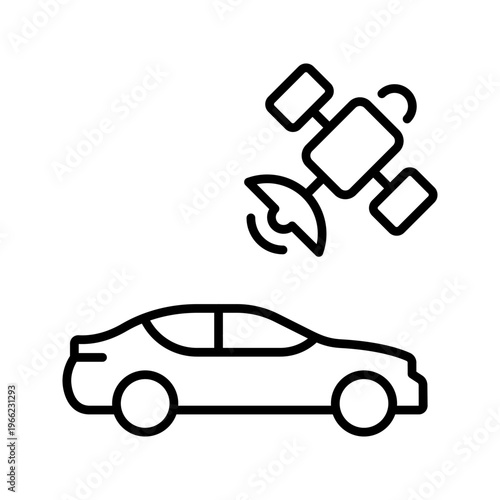 Car gps icon. Transport and gps navigation line symbol. Black and white.
