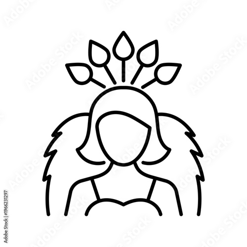 Carnival dancer icon. Entertainment and carnival line symbol. Black and white.